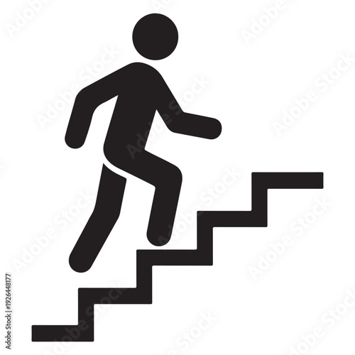 Walking up the stairs or staircase icon vector silhouette  
