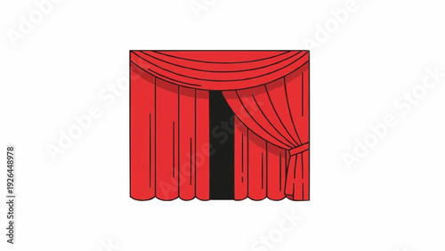 Red Curtain Open on Stage Theater.