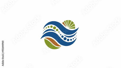 Stylized Logo with Waves and Dots.