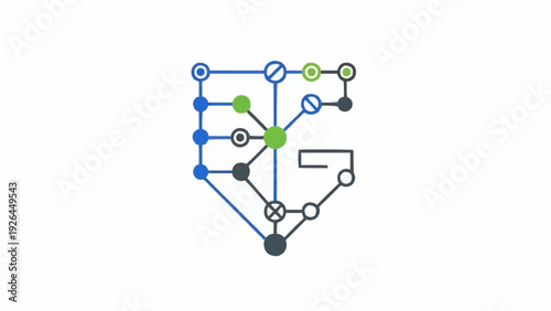Network Diagram with Colored Nodes and Lines.