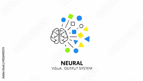 Neural Network System Diagram Illustration.