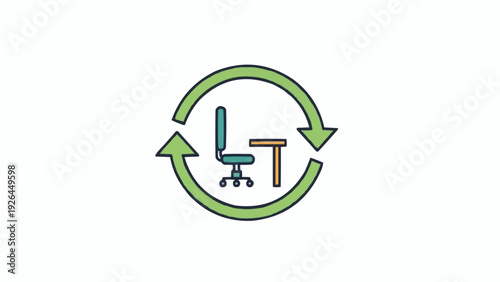 Office Chair and Desk Recycling Symbol.