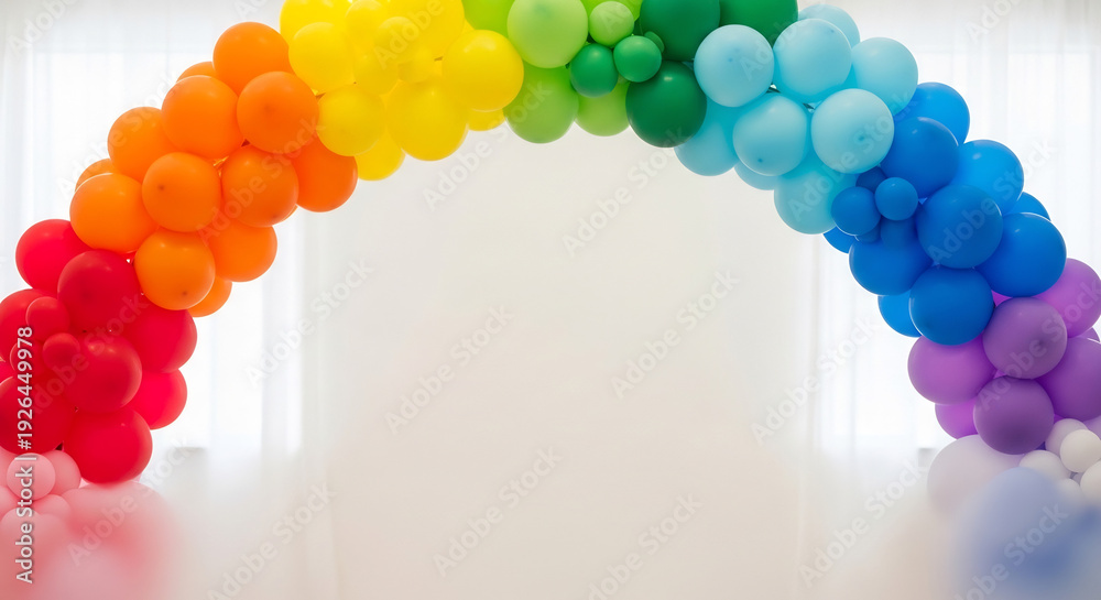 Fototapeta premium 虹色風船アーチ 鮮やかに輝く お祝いの雰囲気
