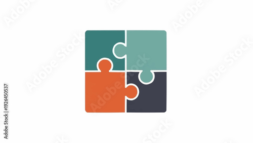 Four Colorful Puzzle Pieces Fitted Together.