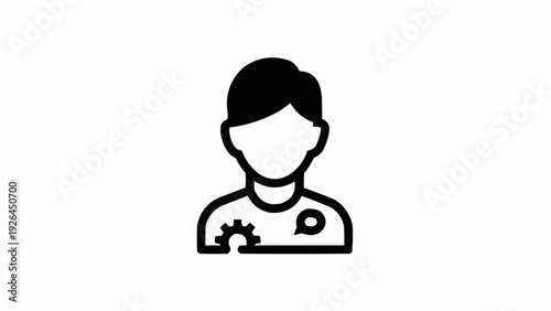 Person Icon with Gears on Shirt.