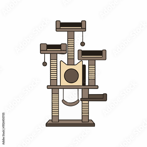 Multi Level Cat Tree Condo With Scratching Posts Hammock And Dangling Toys In Earth Tones