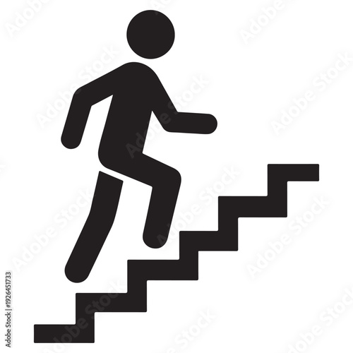 Walking up the stairs or staircase icon vector silhouette  
