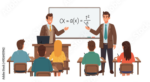 Two Male Teachers Explaining Math to Students.