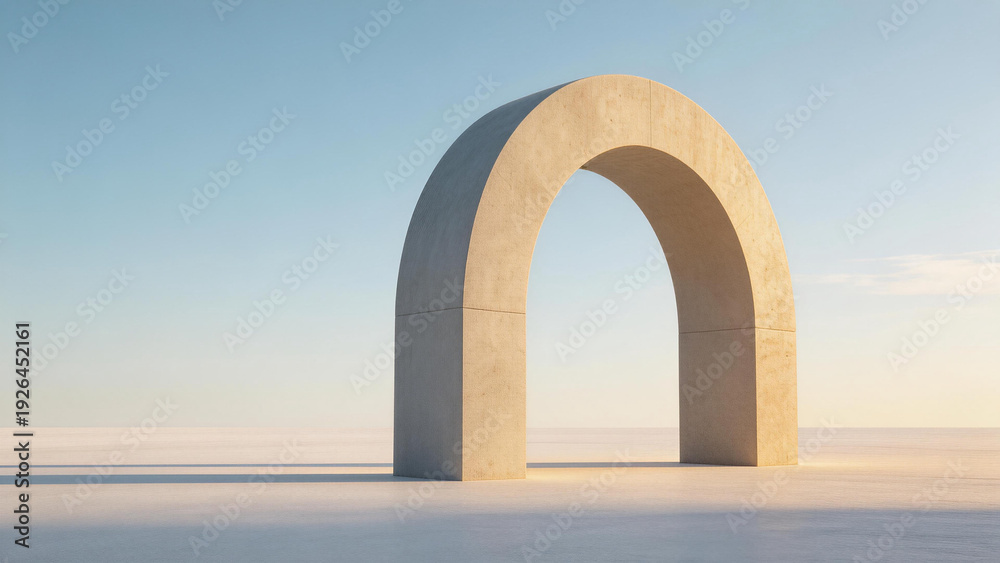 Fototapeta premium Minimalist Concrete Archway in Open Landscape