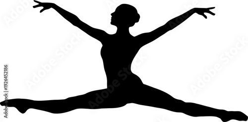 Dancer Silhouette Graceful Ballet Dancer Split Jump