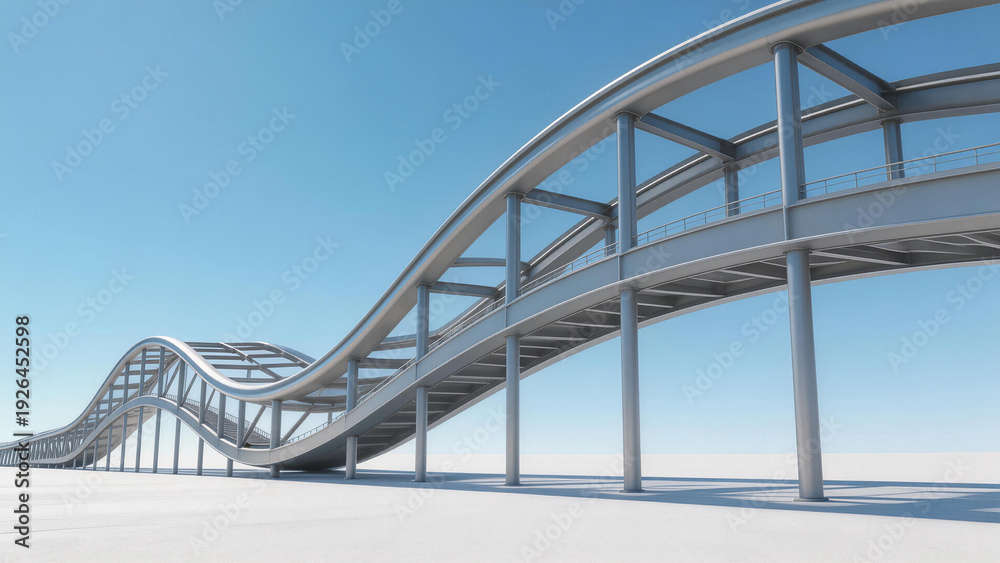 Fototapeta premium Curved Modern Infrastructure Overpass Structure