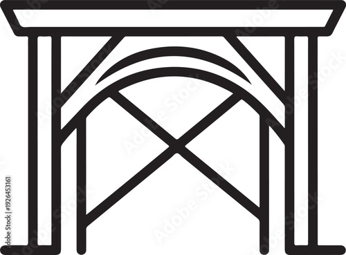 Black Outline Archway Structure Icon With Cross Bracing Keywords: archway, structure, icon