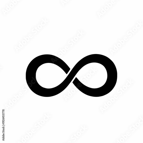 Black Infinity Symbol on White Background Representing Eternity Limits and Continuous Loop