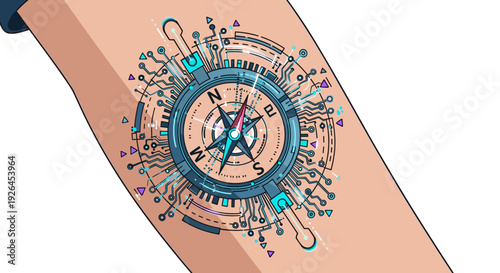 Vintage Style Compass with Ornate Details.