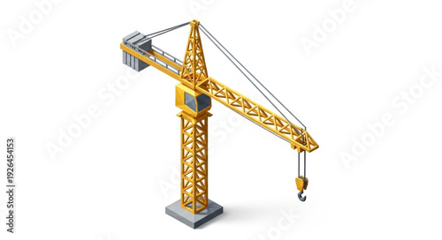 Yellow Construction Crane Heavy Machinery.