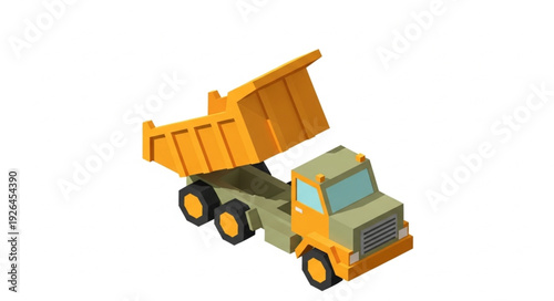 Yellow Dump Truck Illustration Isolated.