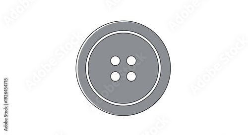 Simple gray button icon with four holes on white background