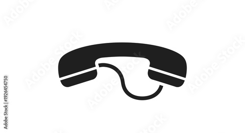 Minimalist black telephone receiver icon on white background