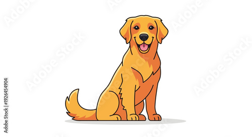 Illustration of a Happy Golden Retriever Sitting on White Background