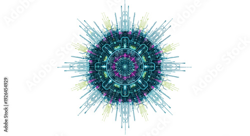 Vibrant Circular Pattern with Radiating Lines.