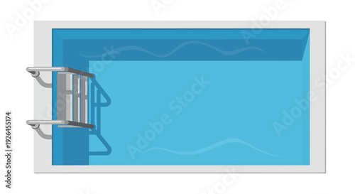 Top view of a modern rectangular swimming pool with clear blue water