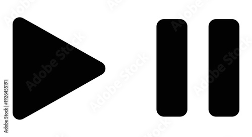 Play and pause icons representing media control functions in a digital interface Vector, illustration