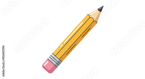 Illustration of a Classic Yellow Pencil with Pink Eraser
