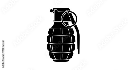 Black and white silhouette of a hand grenade icon
