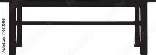 Simple Black Silhouette of a Rectangular Table on White Background furniture interior