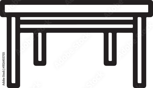 Simple outline drawing of a rectangular table with four legs Keywords: table, furniture, outline