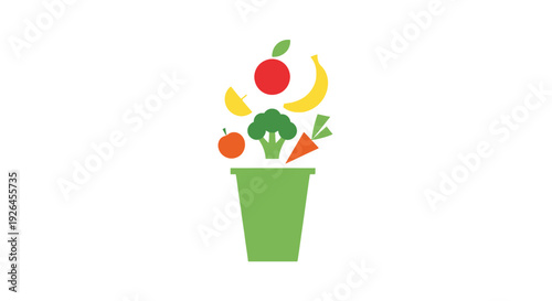 Colorful Fruits and Vegetables in Container.