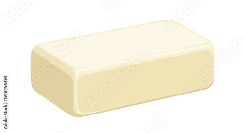 Realistic vector illustration of a butter block on white background