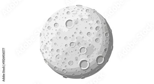 Vector illustration of the moon with detailed craters