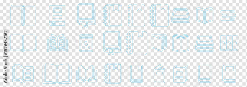 Cartoon open book and pages. Education concept. Line drawing. Opened books sign. Book store logo. Flying pages. World book day.