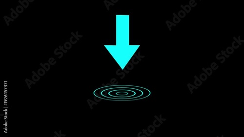 Download icon animation on white background, downloading icon in circle with arrow animated,