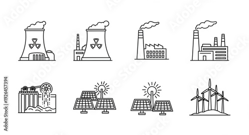 Illustrative depiction of diverse energy sources and industrial infrastructure.