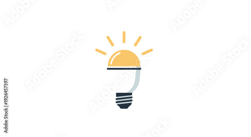 Colorful Light Bulb Illustration with Rays.