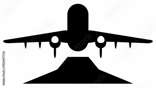 Airplane taking off from runway silhouette