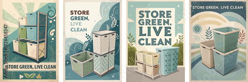 Stylish storage solutions promoting eco-friendly living and organization.