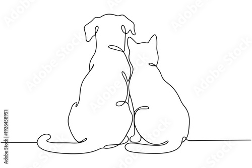 cat and dog single line art,
Simple Line Art of Dog and Cat – Friendship Concept