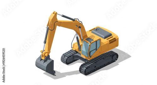Yellow Excavator Heavy Machinery Equipment.