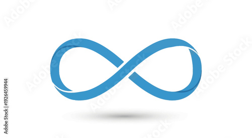 Blue infinity symbol on white background with shadow