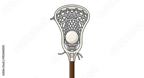 Illustration of a Lacrosse Stick with Ball on White Background