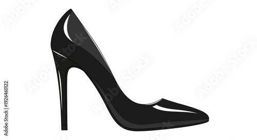 Elegant black high heel shoe vector illustration on white background