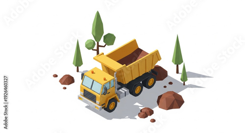 Yellow Dump Truck with Rocks.