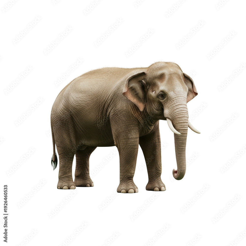 Fototapeta premium Asian elephant standing isolated On Transparent Background