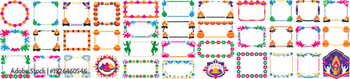 Holi Festival Frame Icons for Colorful Celebration