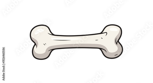 Cartoon bone illustration on white background with simple outline