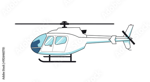 Minimalistic vector illustration of a helicopter on a white background