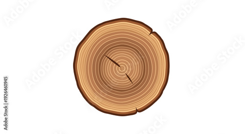 Vector illustration of a wooden tree stump cross-section